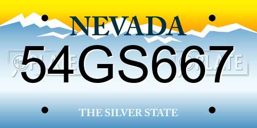 54GS667 Nevada License Plate