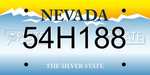 54H188 Nevada License Plate