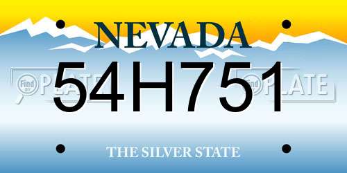 54H751 Nevada License Plate