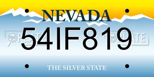 54IF819 Nevada License Plate