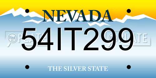54IT299 Nevada License Plate