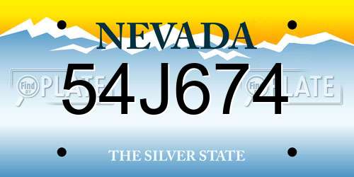 54J674 Nevada License Plate