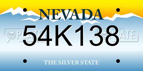 54K138 Nevada License Plate