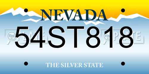 54ST818 Nevada License Plate