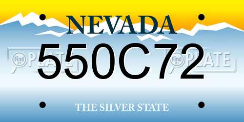 550C72 Nevada License Plate