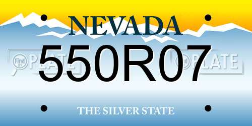 550R07 Nevada License Plate