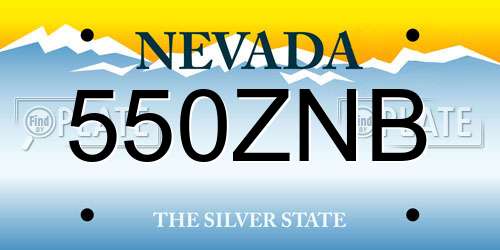 550ZNB Nevada License Plate