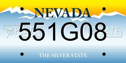 551G08 Nevada License Plate