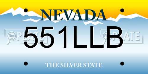 551LLB Nevada License Plate