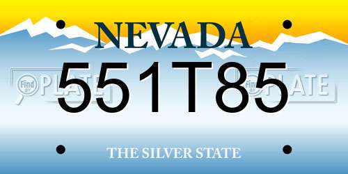 551T85 Nevada License Plate