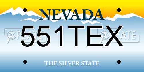 551TEX Nevada License Plate