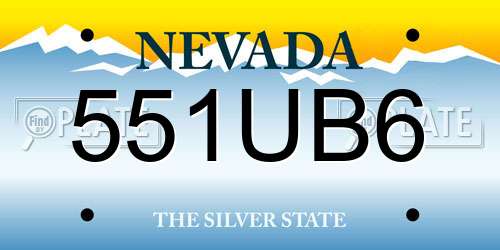 551UB6 Nevada License Plate