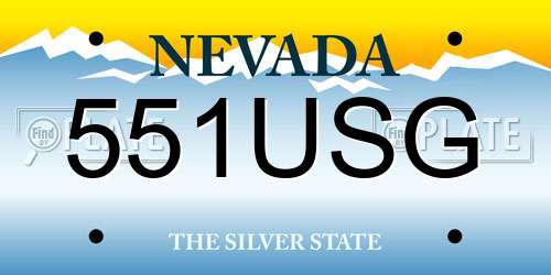 551USG Nevada License Plate