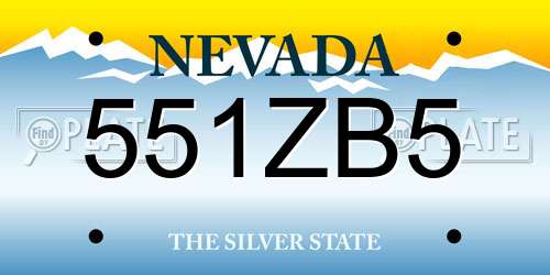 551ZB5 Nevada License Plate