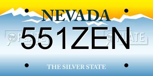 551ZEN Nevada License Plate