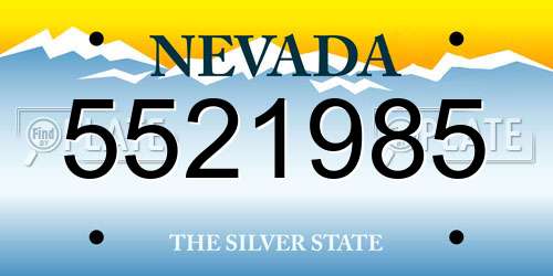 5521985 Nevada License Plate