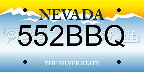552BBQ Nevada License Plate