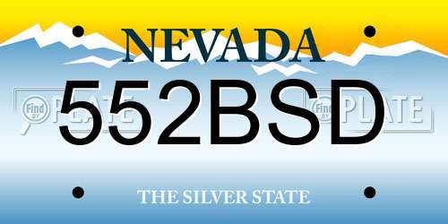 552BSD Nevada License Plate