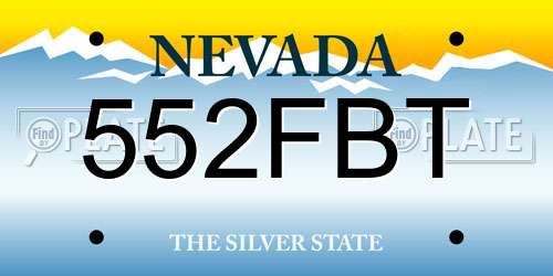 552FBT Nevada License Plate