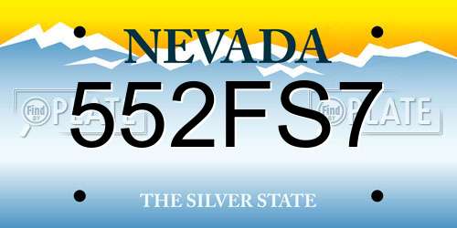 552FS7 Nevada License Plate