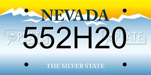 552H20 Nevada License Plate