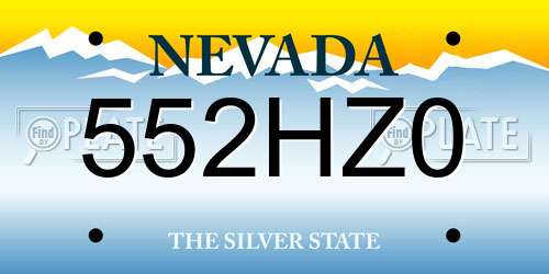 552HZ0 Nevada License Plate
