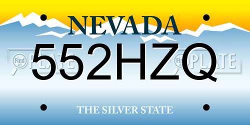 552HZQ Nevada License Plate