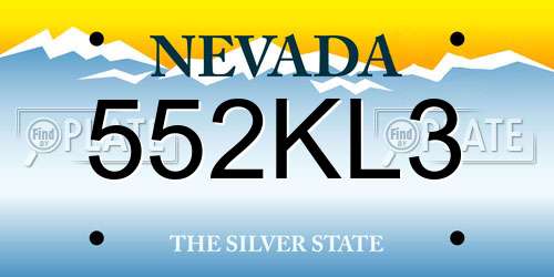 552KL3 Nevada License Plate