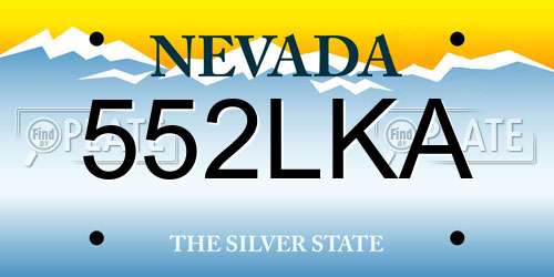 552LKA Nevada License Plate