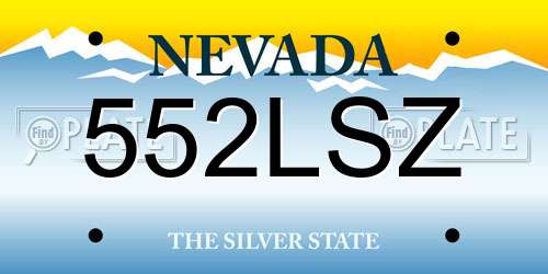 552LSZ Nevada License Plate