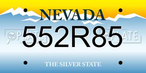 552R85 Nevada License Plate