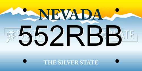 552RBB Nevada License Plate