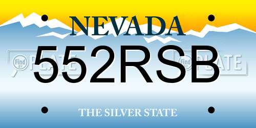 552RSB Nevada License Plate