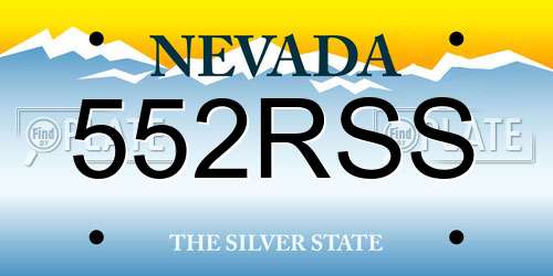 552RSS Nevada License Plate