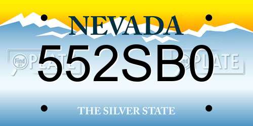 552SB0 Nevada License Plate