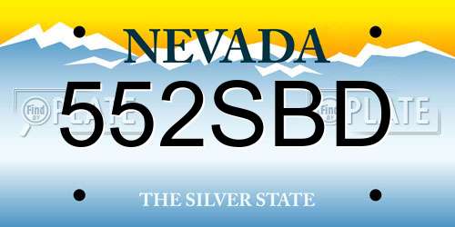 552SBD Nevada License Plate