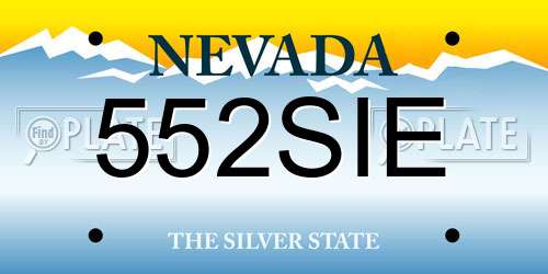 552SIE Nevada License Plate