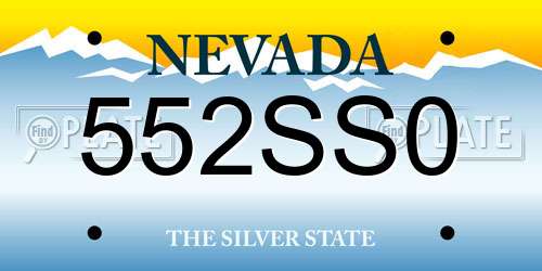 552SS0 Nevada License Plate