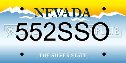552SSO Nevada License Plate