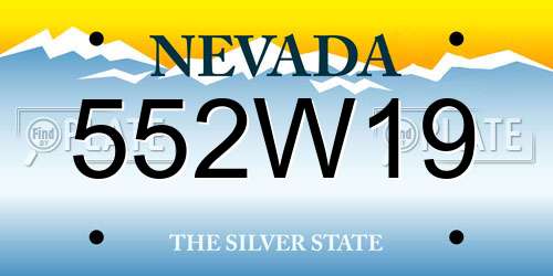 552W19 Nevada License Plate