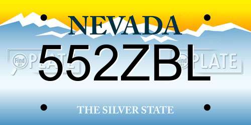 552ZBL Nevada License Plate