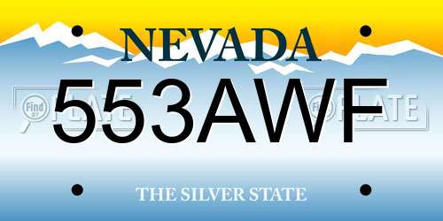 553AWF Nevada License Plate