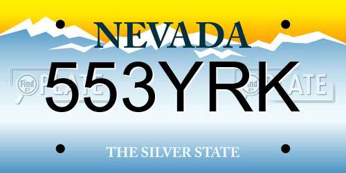 553YRK Nevada License Plate