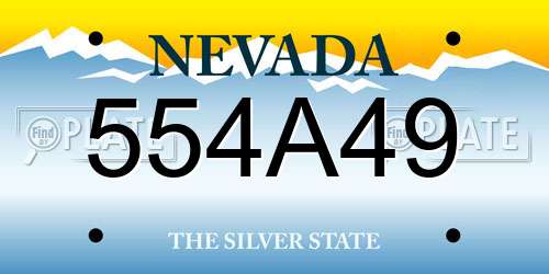 554A49 Nevada License Plate