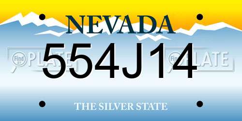 554J14 Nevada License Plate