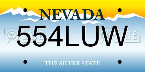 554LUW Nevada License Plate