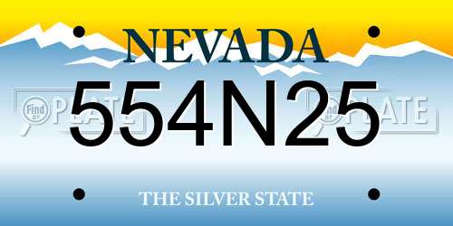 554N25 Nevada License Plate