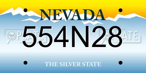 554N28 Nevada License Plate
