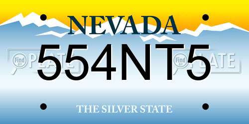 554NT5 Nevada License Plate
