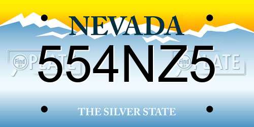 554NZ5 Nevada License Plate